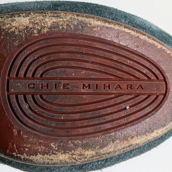 Chie Mihara Mary Jane Platform Heels 37 Blue Suede Floral Retro Glam Pinup - Picture 3 of 16